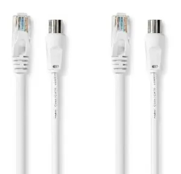 Nedis Kombinovaný kábel koax a CAT6 biela / Kombinovaný kábel / RG58 / 75 Ohm / 3 m / dvojité tienenie / box (CSGB4500WT30)