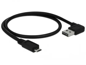 DeLock Kábel Easy-USB 2.0 Typ-A samec USB 2.0 Typ Micro-B samec 0.5 m čierna / pravouhlý (85163-D)