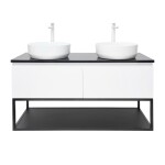 Kúpeľňová skrinka s kamennou krycou doskou SAT B-Way 119x30x45 cm biela lesk BWAY120WU2B2BF BWAY120WU2B2BF
