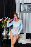 Sexy Koucla Body with Mesh Insert and long sleeves lilac Einheitsgroesse