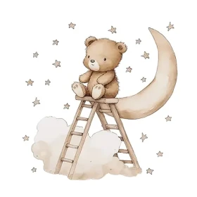 Sipo Nástenné samolepky do detskej izby, Teddy bear on a ladder (SPWS63047)
