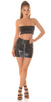 Sexy 2v1 Bandeau Crop Top flitrami zipsom black