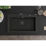 MEXEN/S MEXEN/S - Elix granitový drez 1-miska 800 x 500 mm, čierna/zlatá metalik, sifón čierna 6527801005-75-B