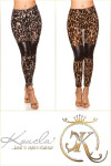 Sexy Leggings in leolook with leatherlook and zips Leobrown