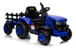 Mamido Mamido Detský elektrický traktor s vlečkou 12V 7Ah EVA kolesá ECO koža modrý