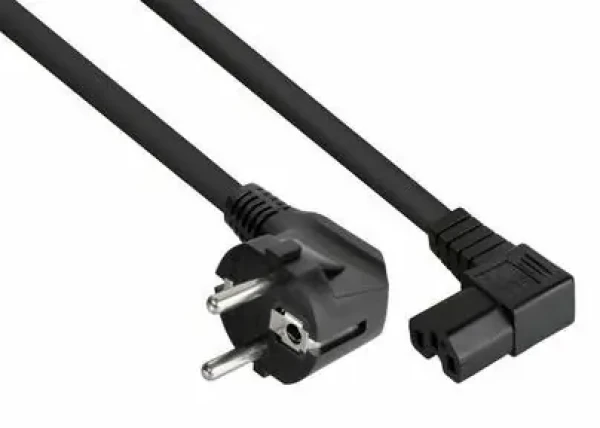 Kabelmeister napájací kábel Schuko - C15 90° čierny / Napájací kábel / uhlový / 5 m / H07RN-F 3G 1,5 mm2 (SK0151-S050)