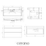 CERANO - Kúpeľňová skrinka Velora - čierna matná, úchytka čierna + umývadlo z lit. mramoru Vita - čierna matná - 100x63x46,5 CER-8050BD84012