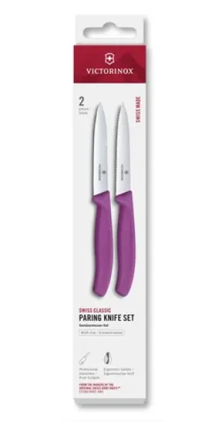 VICTORINOX Swiss Classic Kuchynský nôž 10 cm set 2 ks fialová / rovné a vrúbkované ostrie (6.7795.2C1)