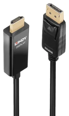 Lindy čierna / Adaptér / DisplayPort - HDMI / 1 m / 4K / HDR (40925)