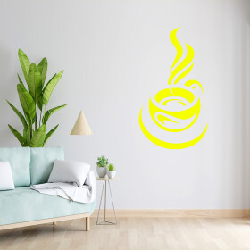 Veselá Stena Samolepka Ranná šálka kávy Farba: žlutá, Veľkosť: 100 x 55 cm