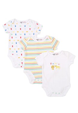 Detské body 3pack, Minoti, Smiling 8, biele - 56/62 | 0-3m