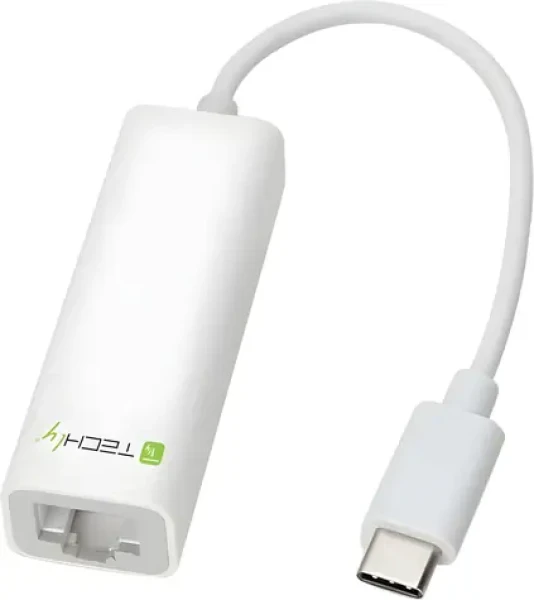 Techly Adaptér USB-C na Gigabit Ethernet biela / Adaptér / USB-C / RJ45 / 10/100/1000 Mbit/s (020379)