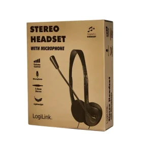 LogiLink stereo headset s mikrofónom čierna / Slúchadlá / 2x 3,5 mm jack / 32 ? / 1,8 m (HS0052)