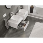 MEXEN/S - Rivel kúpeľňová skrinka pod umývadlo 50 cm s doskou, 1 šuplík, reliéf, biela mat 91A20-05023-1-BFC01
