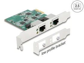 DeLock PCI Express x1 / Sieťová karta / 2x RJ45 / 2,5 Gigabit LAN / Wake-on-LAN / Low Profile (88101)