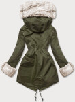 Bunda typu parka v army farbe s odnímateľnou kožušinovou podšívkou (5M3187-136) odstíny zelené XL (42)