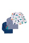 Tričko dojčenské 3pack, Minoti, Jurassic 10, modrá - 62/68 | 3-6m