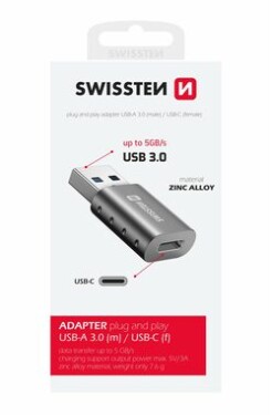 Swissten Adaptér USB-A(M) - USB-C(F) (55500200)