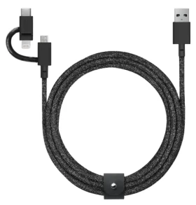 Native Union Belt Cable Universal 2m cosmos / Nabíjací kábel / USB-A - USB-C + Micro USB + Lightning / MFi (BELT-ULC-CS-BLK-NP)