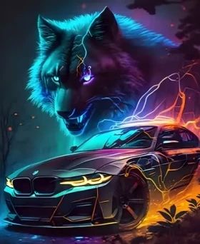 Norimpex Diamantové maľovanie Vlk s autom