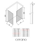 CERANO - Sprchová zástena Walk-in Crystal TL/P - 10 mm - bezvzperový systém - chróm, grafitové sklo - 130x90x200 CER-8050BD80430