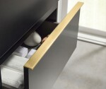 CERANO - Kúpeľňová skrinka Velora - čierna matná, úchytka zlatá + umývadlo z lit. mramoru Ovo - čierna matná - 80,5x58x46,5 CER-979967
