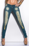 Sexy KouCla skinnies in used look with studs denimblue