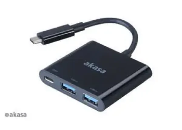 Akasa AK-CBCA08-15BK čierna / Redukcia USB-C / Power Delivery / 2x USB-A 3.0 / 15 cm (AK-CBCA08-15BK)
