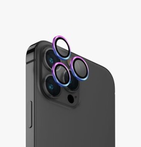 UNIQ Optix hliníkové ochranné sklo na šošovku fotoaparátu pre Appple iPhone 15 Pro Max Iridescent (8886463686256)