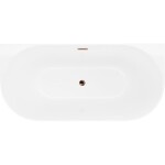 MEXEN/S - Oval Slim voľne stojaca vaňa nástenná 170 x 80, biela, sifón a prepad ružové zlato 52661708000-60