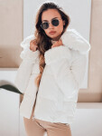 Dámska prešívaná krátka bunda s kožušinou biela FashionStreet TY5070 XL