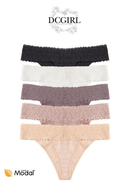 Dámske tangá 26706 A'2 Black and Beige - DC Girl M