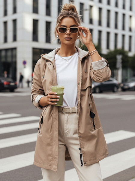 Dámska prechodná bunda parka MEROY béžová FashionStreet TY4288 XL