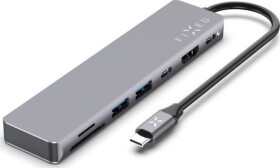 FIXED HUB Card 7-portový hliníkový USB-C hub pre notebooky a tablety / šedá (FIXHU-CAD-GR)