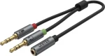 Unitek Y-C957ABK strieborná / Redukcia Jack 3,5mm - 2x Jack 3,5mm / 0,2m (Y-C957ABK)