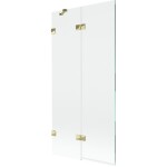 MEXEN/S - Lunar vaňová zástena 2-krídlová ľavá 90 x 150, transparent, zlatá 897-090-100-50-00-L