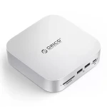Orico MiniLink Dokovacia stanica strieborná / 3x USB-C + 2x USB-A + 3.5mm jack + SD/TF + LAN
