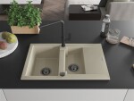 MEXEN/S MEXEN/S - Gaspar granitový drez 1.5 s odkvapkávačom vrátane batérie Flora, béžová 6507-69-670401-70-B