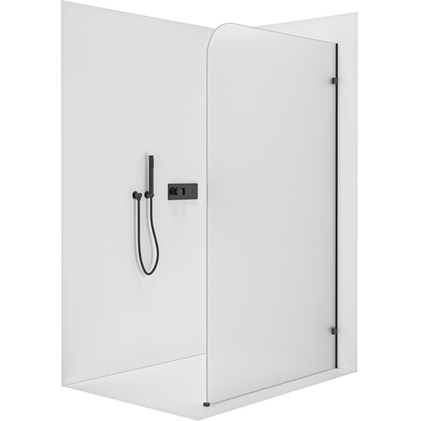 CERANO - Sprchová zástena Walk-in Orbis - Pravá - 8 mm - čierna matná, mliečne sklo - 70x200 CER-999920
