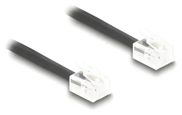 DeLock / Špirálový telefónny kábel / RJ11 - RJ11 / 2 m / čierny (90202)