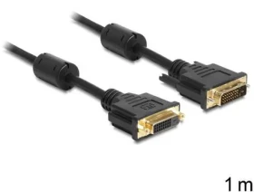 DeLock DVI-D 24+1 čierna / Predlžovací kábel / samec samica / 1 m / pozlátené konektory (83185)