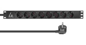 Lanview Rozvodný panel do racku 19" / Rozvodný panel / 1U / 8x Schuko / 16 A / 2 m (LVR-2MSCH-LIC-SCH8)