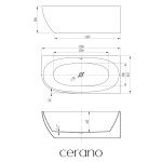 CERANO - Vaňa akrylátová Livia - voľne stojaca - asymetrická - pravá - biela lesklá - 170x81x56 CER-978801