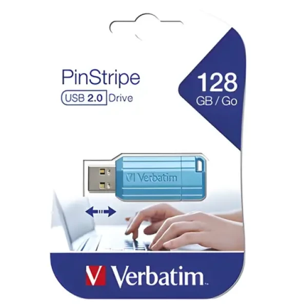 Verbatim Store 'n' Go PinStripe 128GB modrá / Flash disk / USB 2.0 / čítanie 12 MB/s / zápis 5 MB/s (49461)