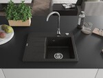 MEXEN MEXEN - Ben granitový drez 1 s odkvapkávačom pravý 600 x 500 mm, čierna/zlatá metalik, sifón chróm 6523605000-75