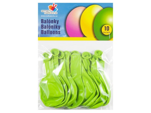 Balónik nafukovacie - sada 10ks SV.ZLENÉ 26cm, Smart Balloons, W040580