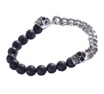 Marc Malone Výrazný pánsky náramok s lávovým kameňom MCGB5042S