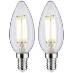 Paulmann 70453 LED En.trieda 2021 F (A - G) E14 sviečkový tvar 4.8 W neutrálna biela (Ø x v) 35 mm x 98 mm 2 ks; 70453
