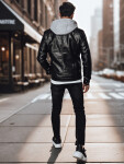 Pánska kožená bunda čierna FashionStreet TX4330 M