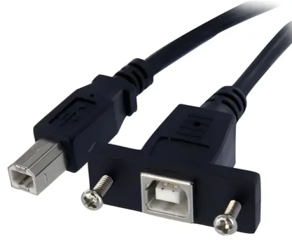 StarTech USB 2.0 kábel s montážou na panel čierna / Kábel / USB B samec-samica / 91 cm / 480 Mbit/s (USBPNLBFBM3)